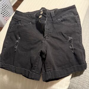 YMI Black Distressed Jean Shorts